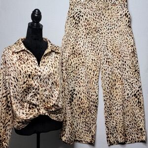 Rachel Roy 2-Piece Leopard Print Women's Pantsuit. Size XL. #868